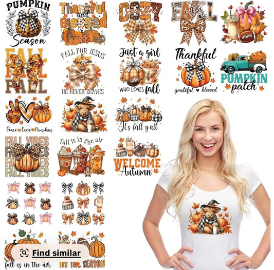 Fall DTF Transfers that can be put on a shirt of your choice