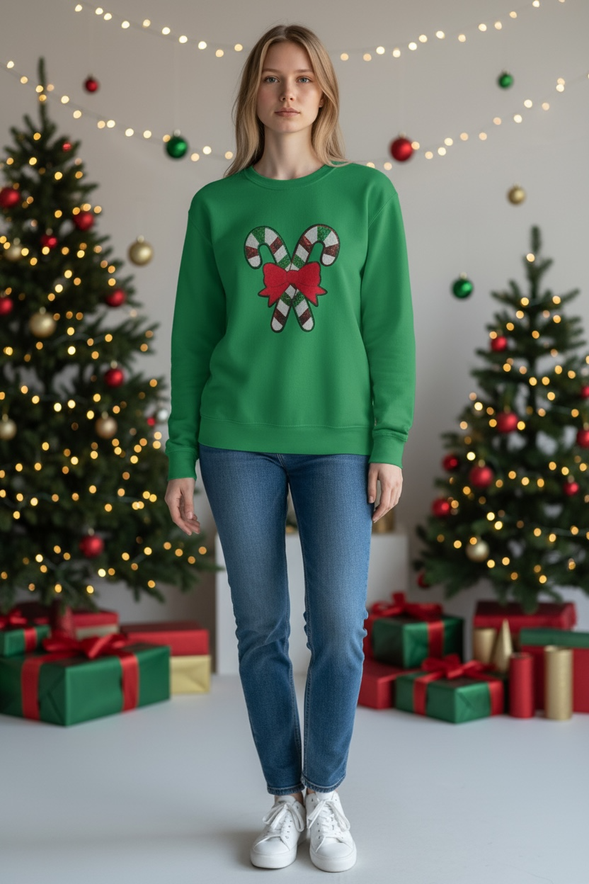 Green Candy Cane Sweatshirt