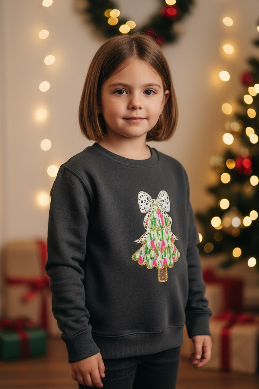 Christmas Tree Sweatshirt in Gray