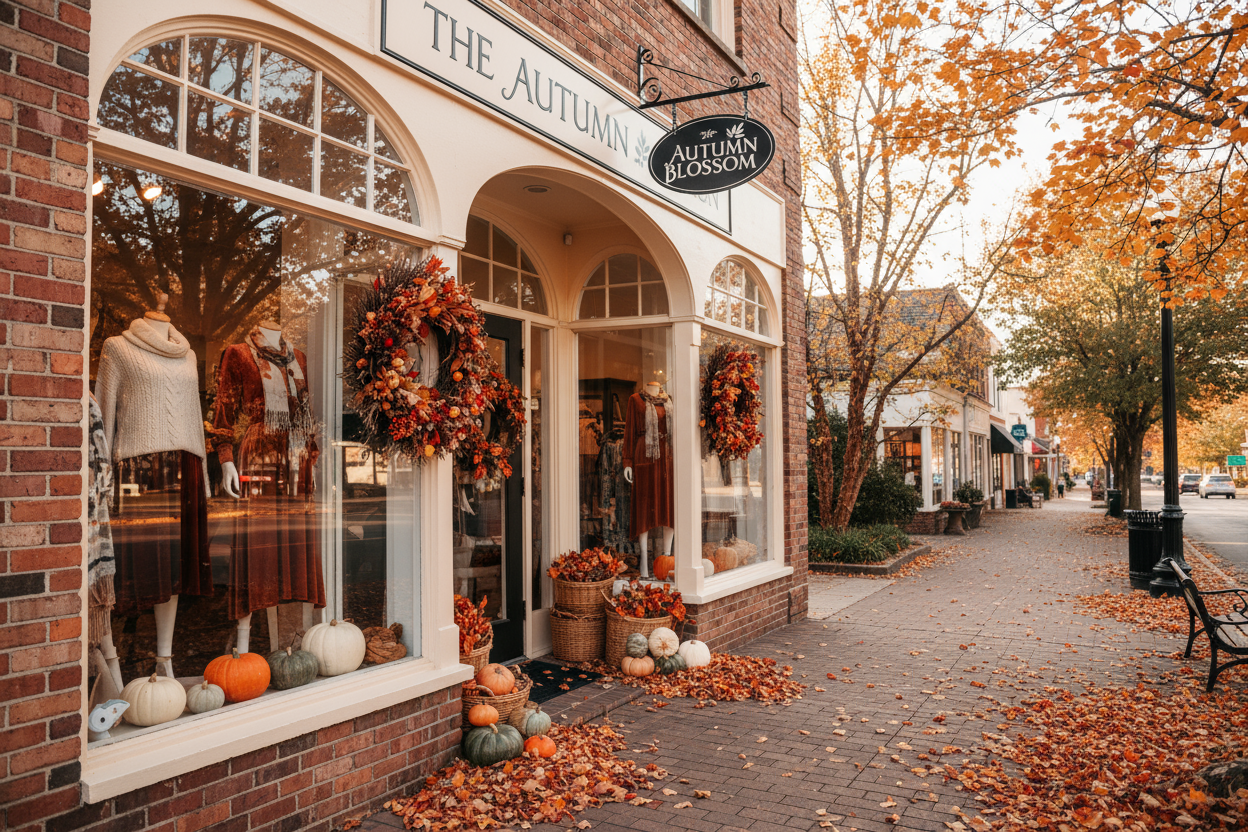 Small town Ladies Boutique Exterior picture in the Fall Season